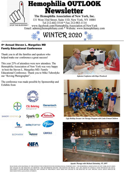 an image of the hemophilia outlook newsletter from winter 2020